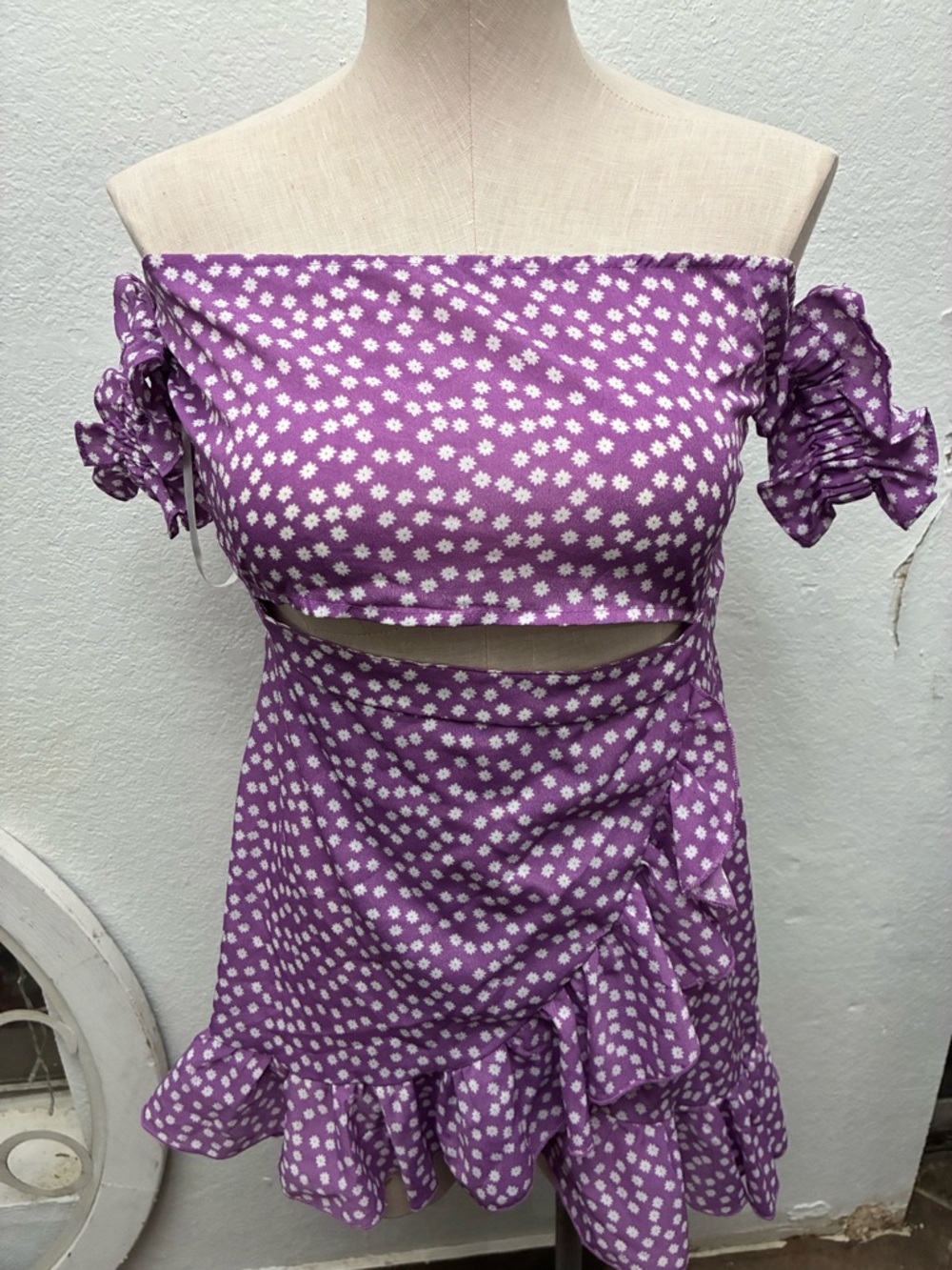 SHEIN Purple Floral Asymmetrical Two-Piece Dress